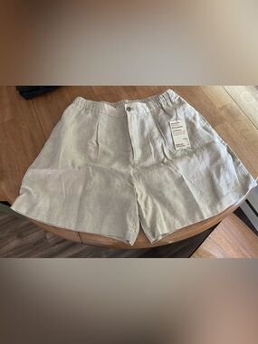 Muji washed linen shorts